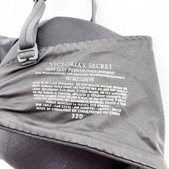 Victoria's Secret Women's Dark Gray Racerback Mesh Very Sexy Push Up Bra 32D - Picture 3 of 3